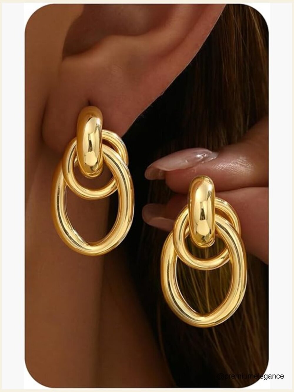 Chunky Knotted Drop Dangle Earrings Hypoallergenic Lightweight Geometric Gold